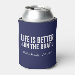 Life is Better On the Boat Name   Navy Can Cooler