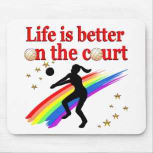 LIFE IS BETTER ON THE COURT VOLLEYBALL DESIGN MOUSE PAD