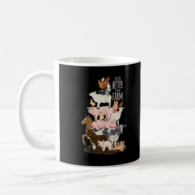 Life is better on the Farm, Cute Animals, Country  Coffee Mug (Left)