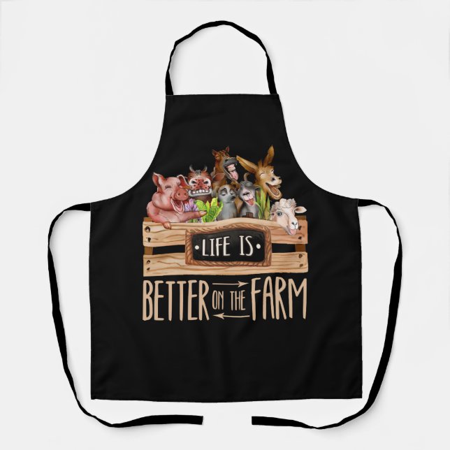 Life Is Better On The Farm Cute Animals Country Fa Apron (Front)