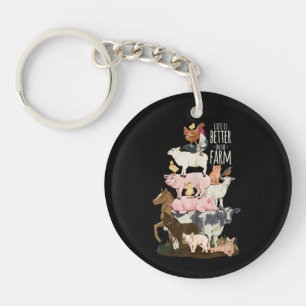 Life is better on the Farm, Cute Animals, Country Key Ring