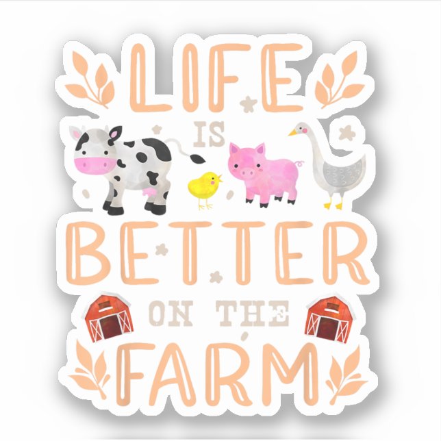 Life Is Better On The Farm Cute Animals Farmer Far (Front)