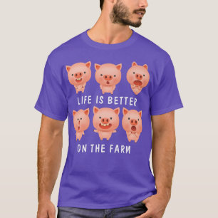 Life Is Better On The Farm Cute Pigs Piglets Premi T-Shirt