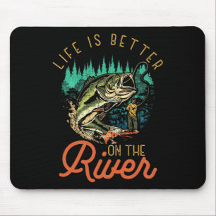 Life Is Better On The River Fishing Quotes Fisherm Mouse Pad
