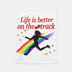 LIFE IS BETTER ON THE TRACK RUNNER DESIGN FLEECE BLANKET
