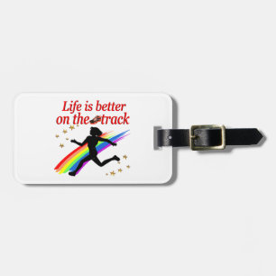 LIFE IS BETTER ON THE TRACK RUNNER DESIGN LUGGAGE TAG