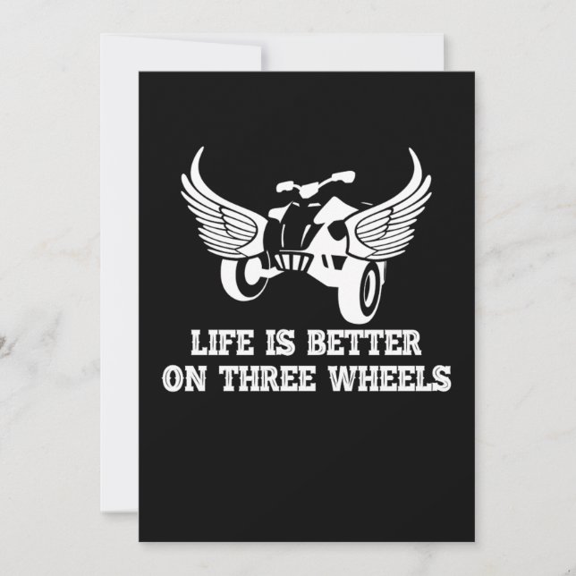 Life Is Better On Three Wheels Wheeler Trike Gift Invitation (Front)