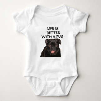 life is better pug baby bodysuit