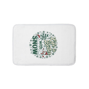 Life Is Better Snow Christmas Snowman Trees Snowfl Bath Mat