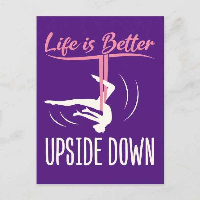 Life is Better Upside Down Aerial Yoga Postcard (Front)