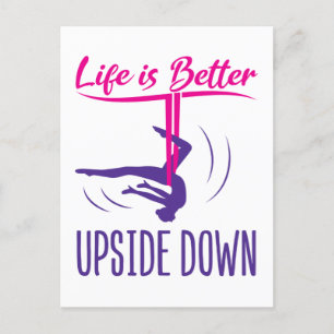 Life Is Better Upside Down Aerial Yoga Postcard