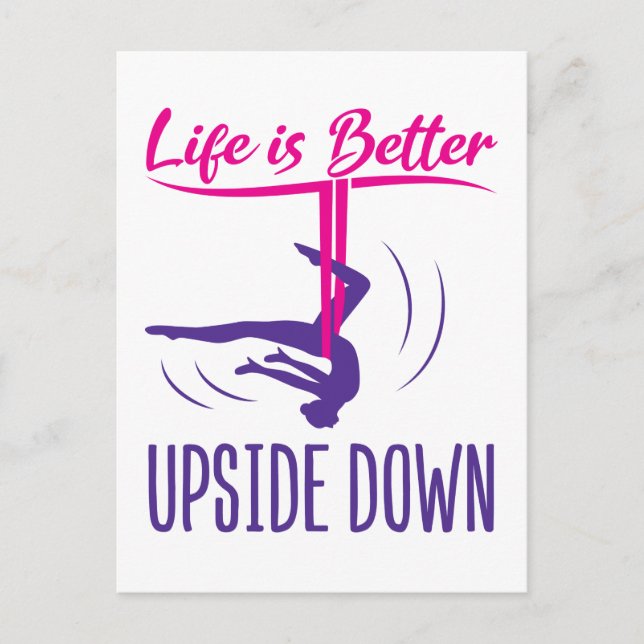 Life Is Better Upside Down Aerial Yoga Postcard (Front)