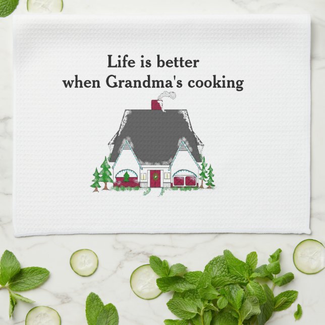 Life is Better When Grandmas Cooking Tea Towel (Folded)
