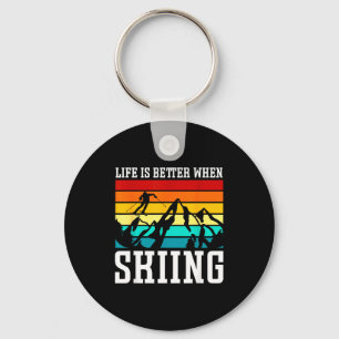 Life is better when skiing - retro ski funny skiin key ring