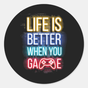 Life Is Better When U Game Controller Video Games Classic Round Sticker