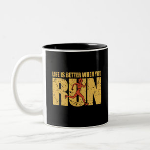 Life Is Better When You Run - Runner Girl Two-Tone Coffee Mug