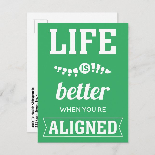 Life Is Better When You're Aligned Chiropractic Postcard (Front/Back)