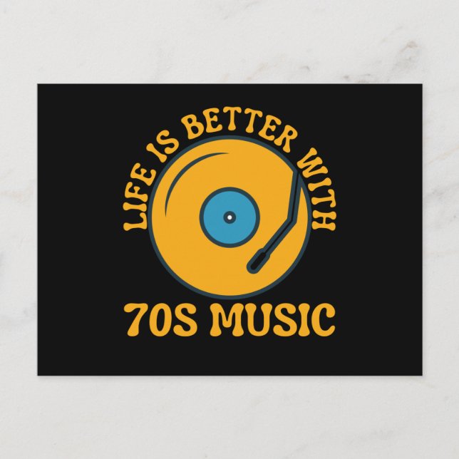 Life Is Better With 70s Music Seventies Postcard (Front)