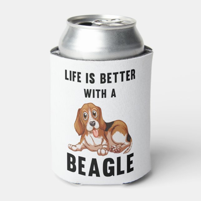 Life is better with a Beagle  Can Cooler (Can Front)