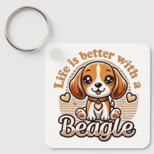 Life is Better with a Beagle - Cute Beagle Key Ring