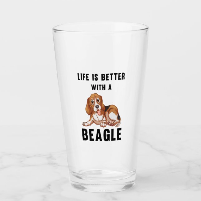 Life is better with a Beagle  Glass (Front)