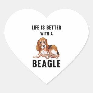Life is better with a Beagle Heart Sticker