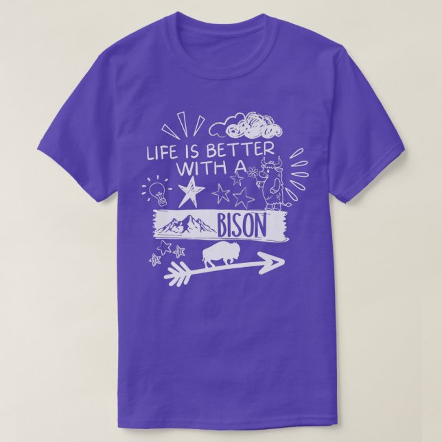 Life Is Better With A Bison Retro Funny Bison Buff T-Shirt (Design Front)