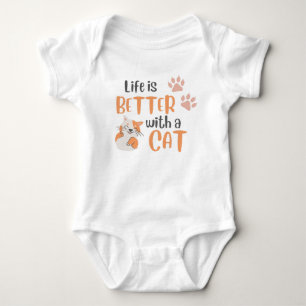 Life is better with a cat baby bodysuit