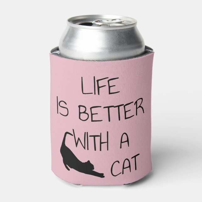 Life Is Better With A Cat - Cat Lovers   T-Shirt Can Cooler (Can Front)