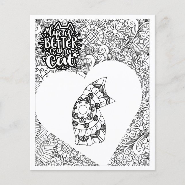Life is Better with a Cat Colouring Sheet (Front)