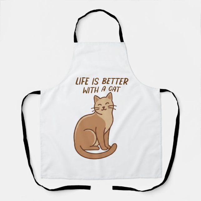 Life Is Better With a Cat – Cute Cat Lover Design Apron (Front)