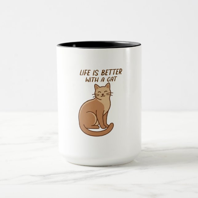 Life Is Better With a Cat – Cute Cat Lover Design Mug (Center)