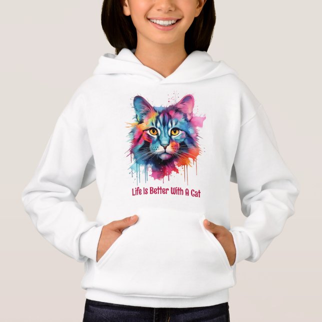 Life is better with a cat. Cute colourful cat (Front)