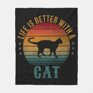 LIFE IS BETTER WITH A CAT FLEECE BLANKET