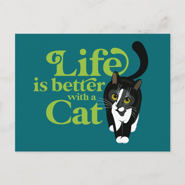 Life is better with a cat Postcard (Front)