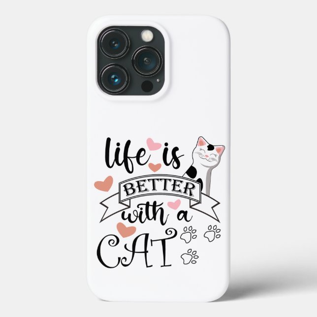Life is Better With a Cat quote slogan Case-Mate iPhone Case (Back)