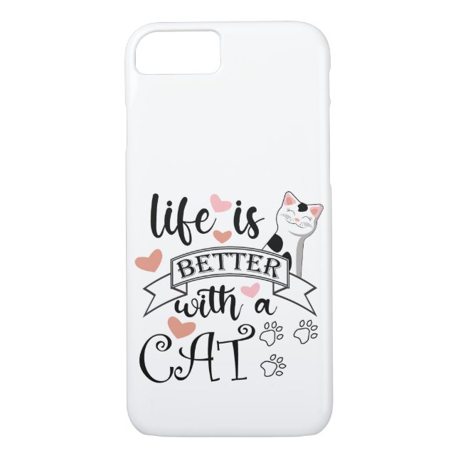 Life is Better With a Cat quote slogan Case-Mate iPhone Case (Back)