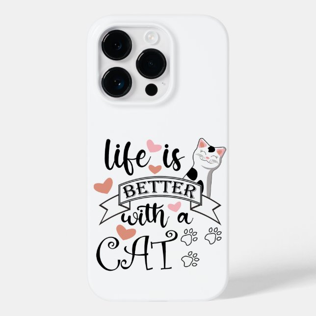 Life is Better With a Cat quote slogan Case-Mate iPhone Case (Back)