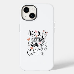 Life is Better With a Cat quote slogan iPhone 14 Case
