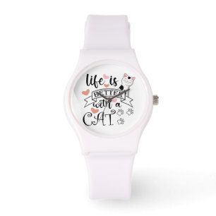 Life is Better With a Cat quote slogan Watch