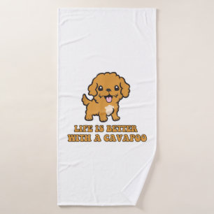 Life Is Better With A Cavapoo - Funny Dog Lover Bath Towel