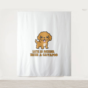 Life Is Better With A Cavapoo - Funny Dog Lover   Tapestry