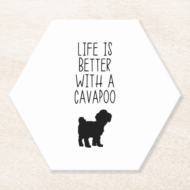 Life Is Better With A Cavapoo  Paper Coaster (Front)