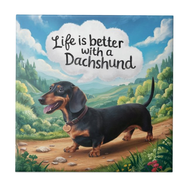 Life Is Better With A Dachshund Ceramic Tile (Front)