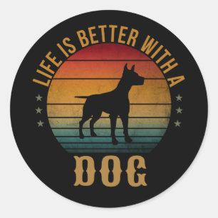 LIFE IS BETTER WITH A DOG  CLASSIC ROUND STICKER