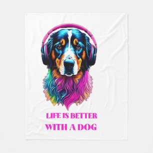 Life is Better with a Dog Fleece Blanket