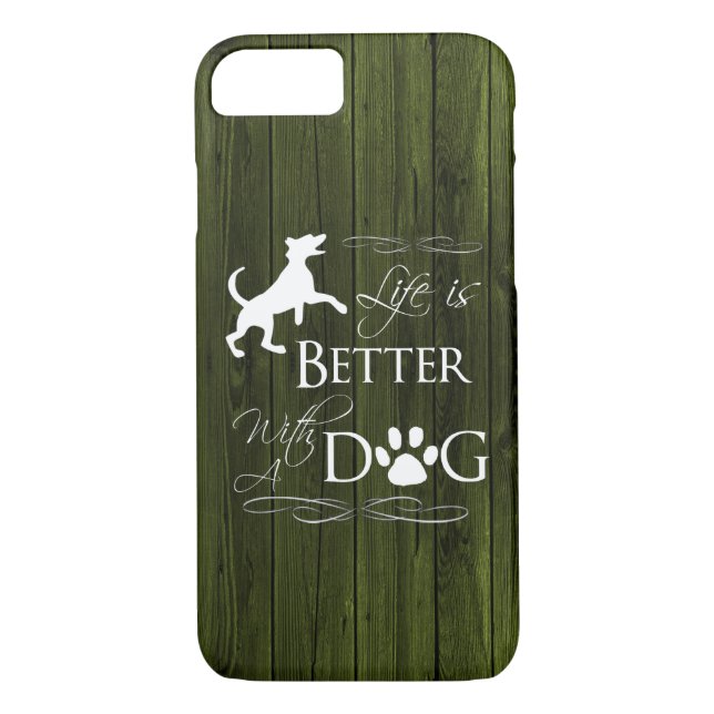 Life is better with a Dog iPhone Case - Green (Back)