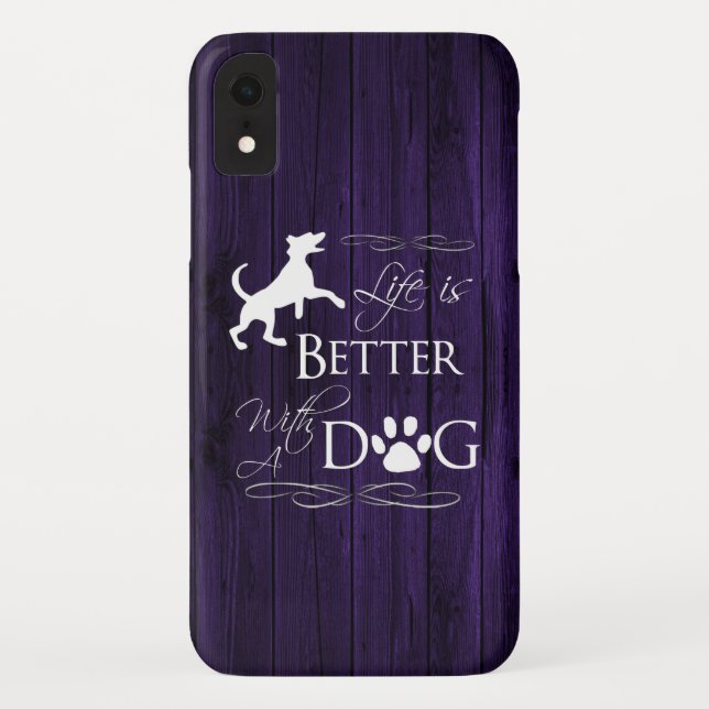 Life is better with a Dog iPhone Case - Purple (Back)