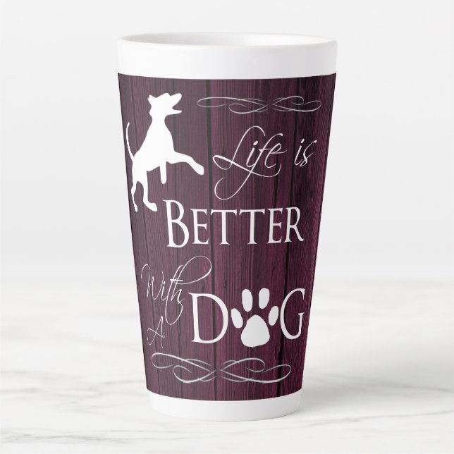 Life is better with a Dog Latte Mug - Magenta (Front)