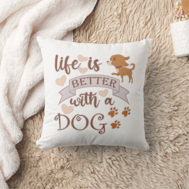 Life is Better With a Dog quote funny chihuahua Cushion (Blanket)